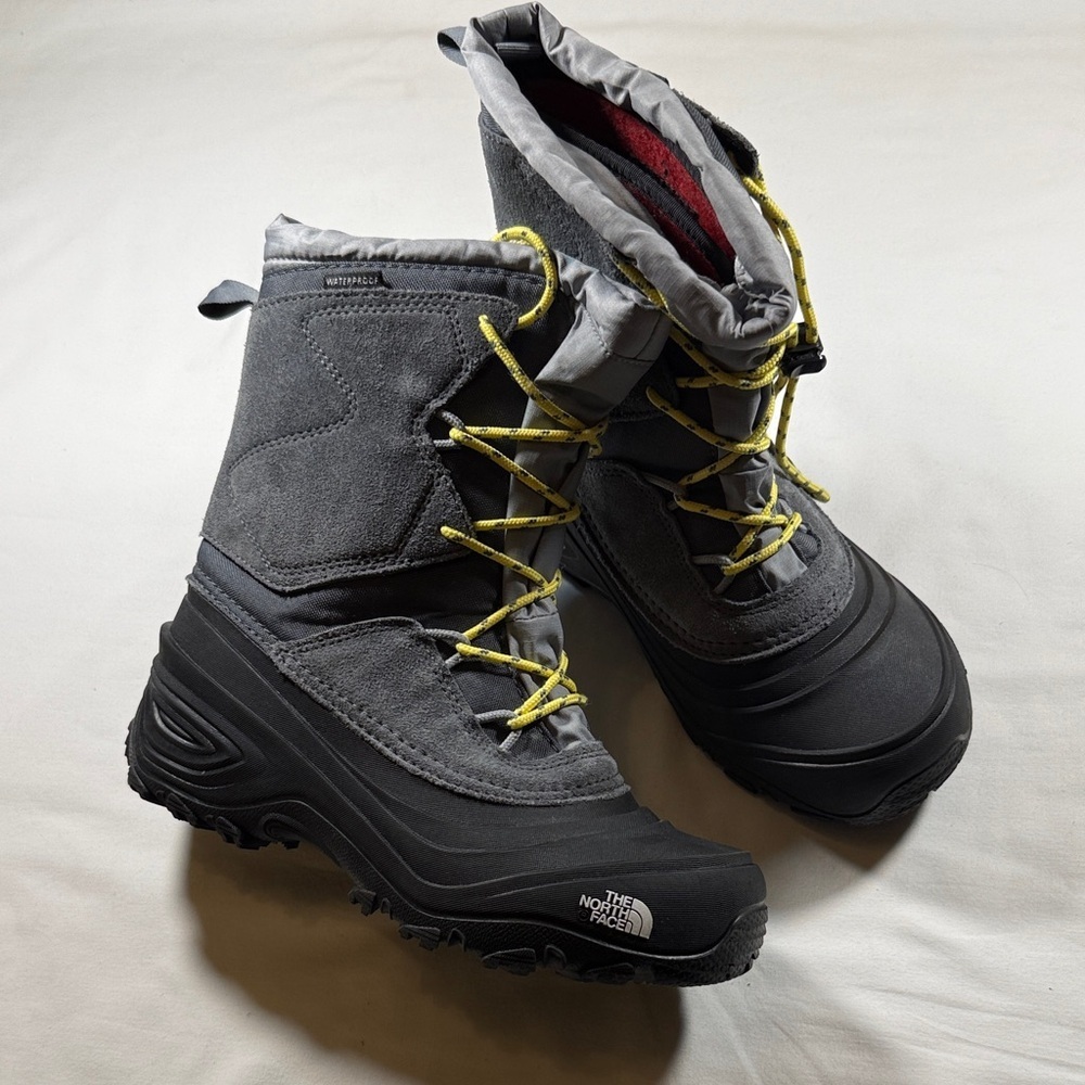 The North Face Gray Winter Boots with Yellow Laces